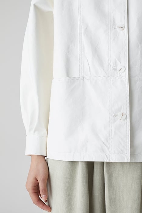 WHITE LEATHER JACKET WITH SEAMING DETAILS 7