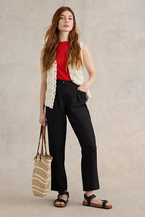 ROWENA LINEN TROUSER PURE BLACK 1