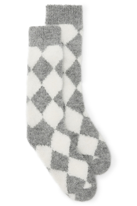 CHECK BRUSH SOCKS GREY/WHITE 1