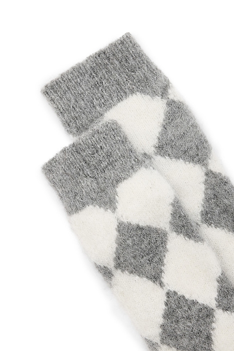 CHECK BRUSH SOCKS GREY/WHITE 2