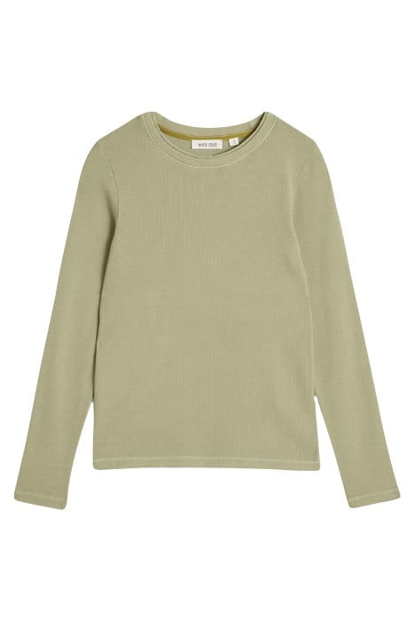 SADIE LONG SLEEVE RIB TEE KHAKI GREEN 3
