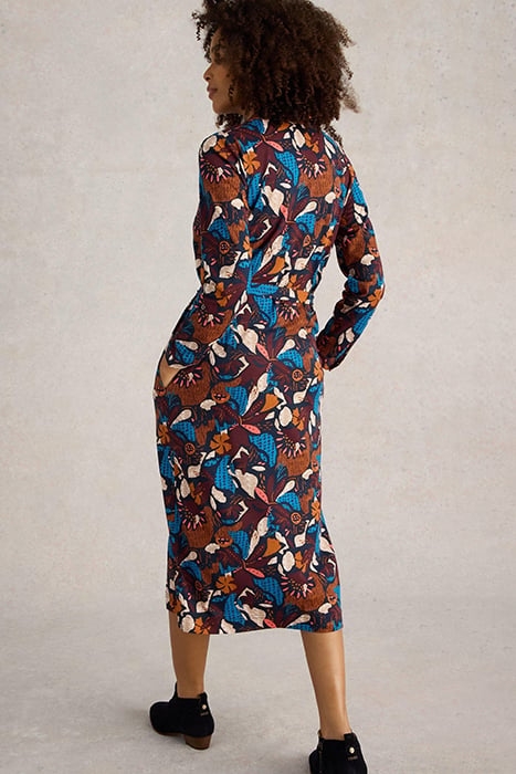 ANNIE JERSEY SHIRT DRESS NAVY PRINT 2