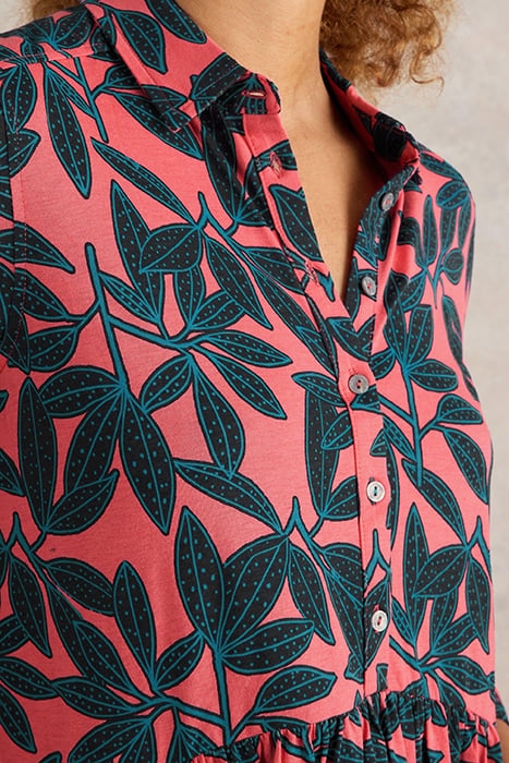 EVERLY JERSEY SHIRT DRESS RED PRINT 5