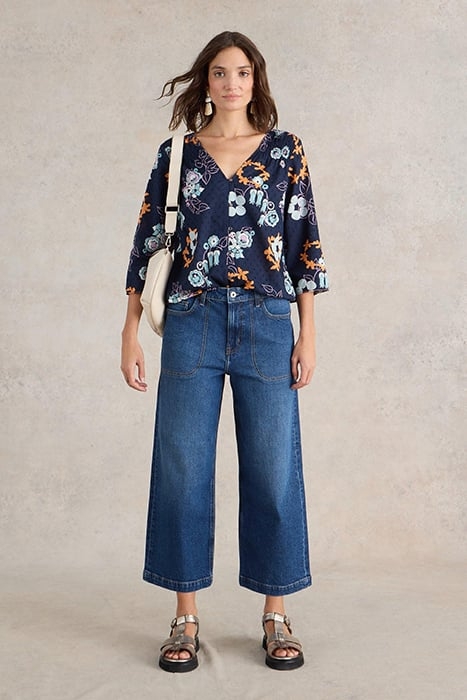 TIA WIDE LEG CROP JEAN DARK DENIM 1