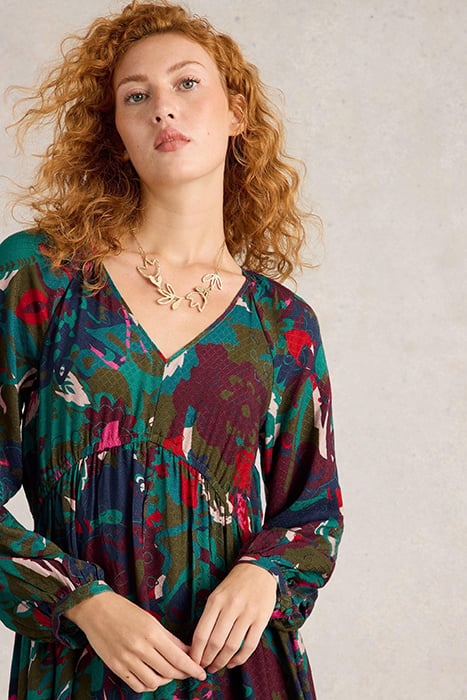 IZZY MIDI DRESS GREEN PRINT 5