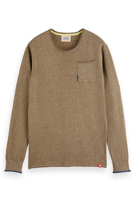 LINEN COTTON BLEND CREW NECK ALGAE 1