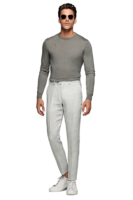LIGHT GREY HOUNDSTOOTH SOHO TROUSERS 3