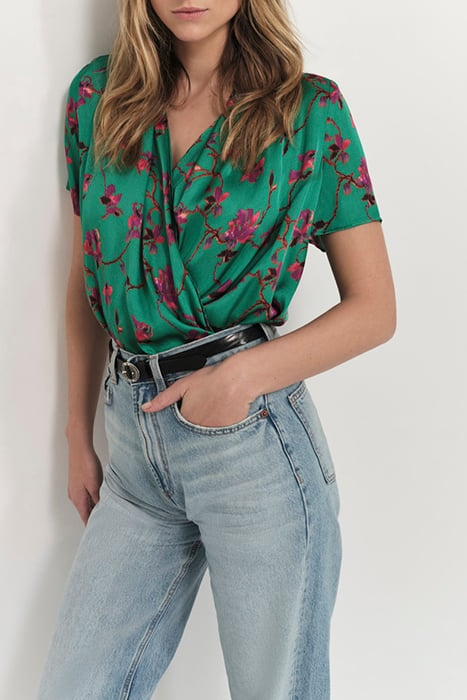 COREY - GREEN GRASS LENZING™ ECOVERO™ FESTIVE FLOWER PRINT T 1