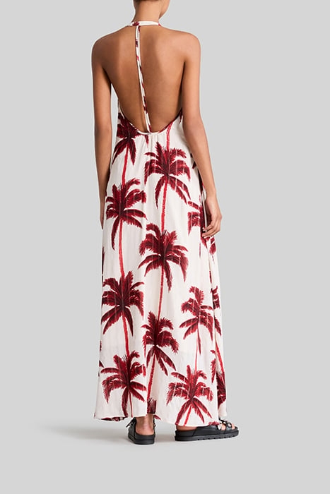 ECRU LONG DRESS WITH PALM TREE PRINT 2