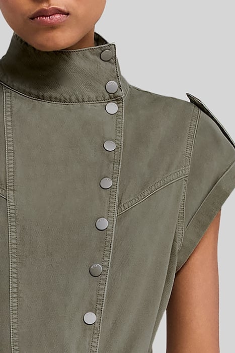 KHAKI LONG JUMPSUIT WITH ASYMMETRIC COLLAR 6