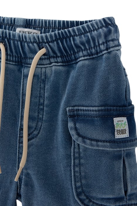 BABY BOYS’ BLUE DENIM CARGO ELASTICATED WAIST BERMUDAS 3