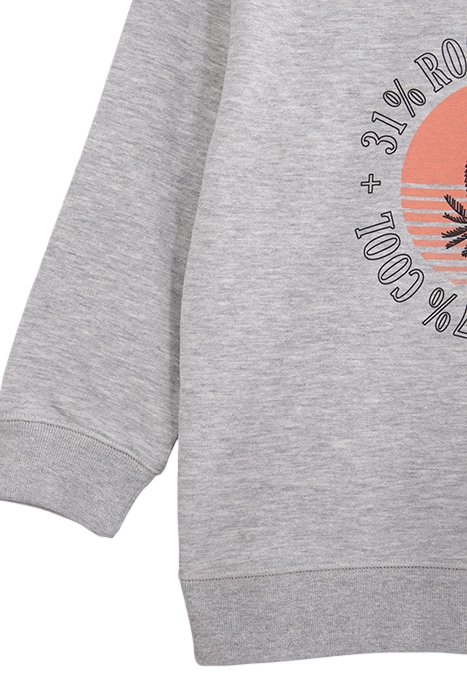 BOYS' GREY ORGANIC COTTON SWEATSHIRT, PALM TREE GRAPHIC 4