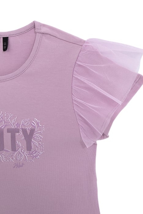 GIRLS' LAVENDER T-SHIRT WITH TULLE SLEEVES AND SLOGAN 4