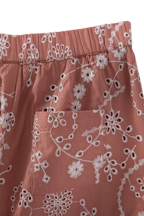 GIRLS’ OLD PINK ORGANIC COTTON TROUSERS, FLOWER EMBROIDERY 5