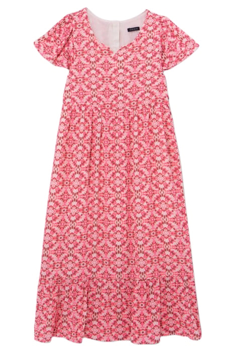 GIRLS’ PINK LONG DRESS WITH ETHNIC PRINT 1