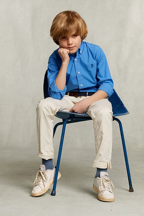 CUSTOM FIT POPLIN SHIRT AZURE BLUE 3