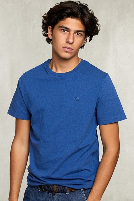 CUSTOM FIT PIMA COTTON CREW NECK T-SHIRT EXOTIC BLUE BLUE 1