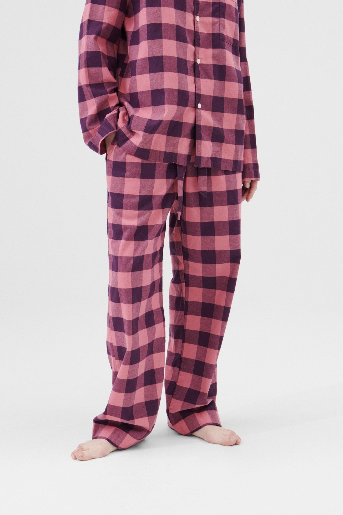 UNISEX FLANNEL, PYJAMAS PANTS PINK GINGHAM 1