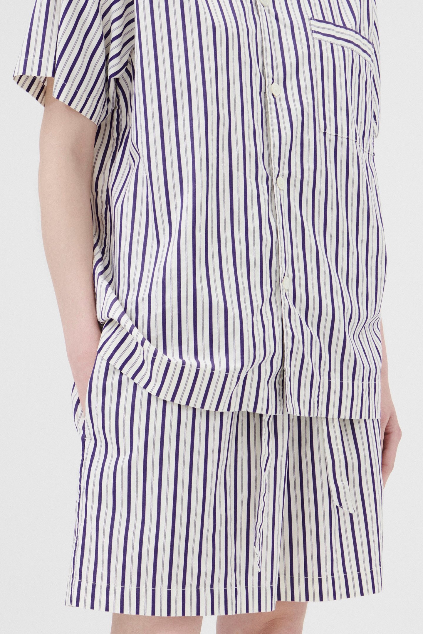 UNISEX POPLIN, SHORT SLEEVE SHIRT LIDO STRIPES 1
