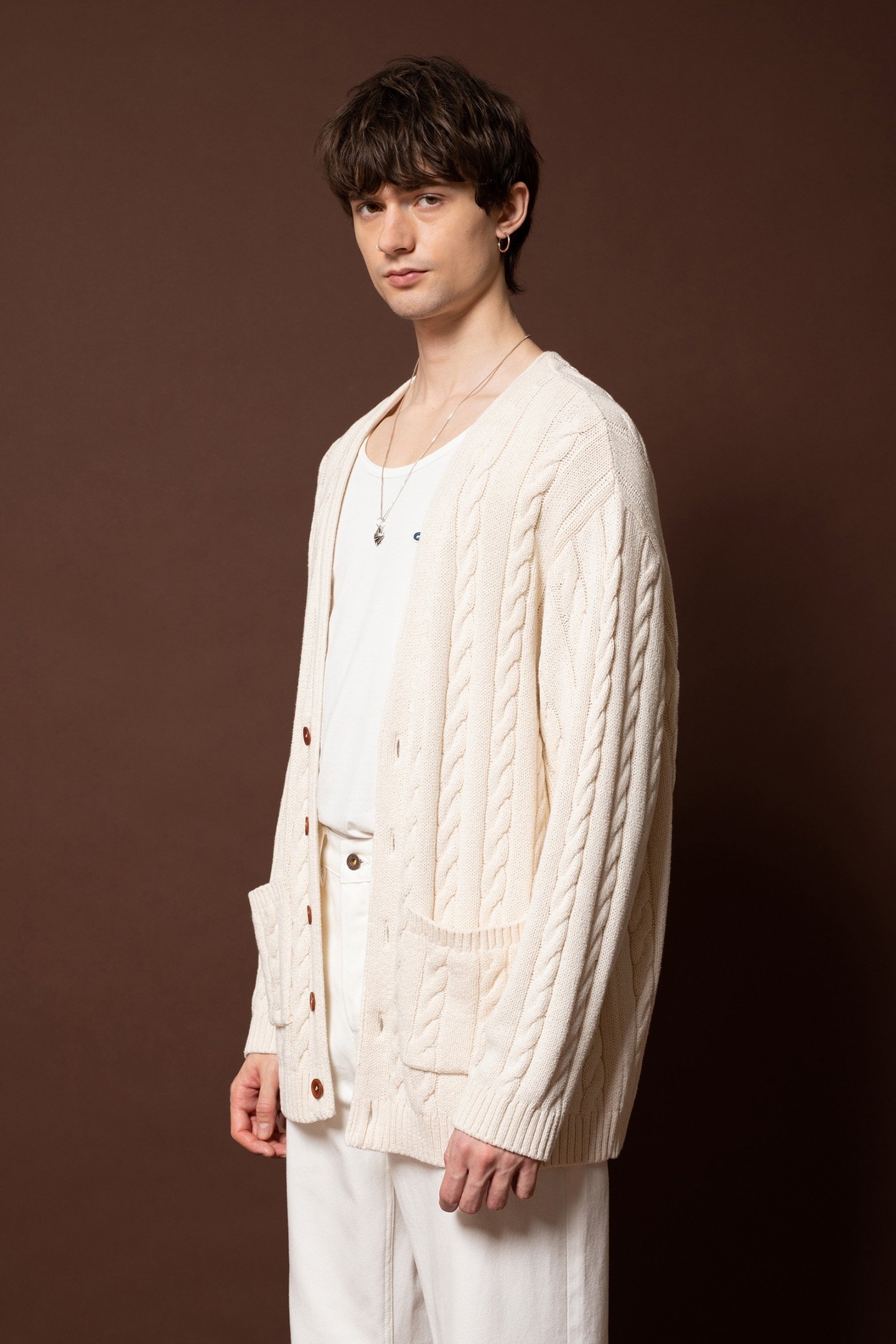 CABLE KNIT CARDIGAN REBIRTH OFFWHITE 5