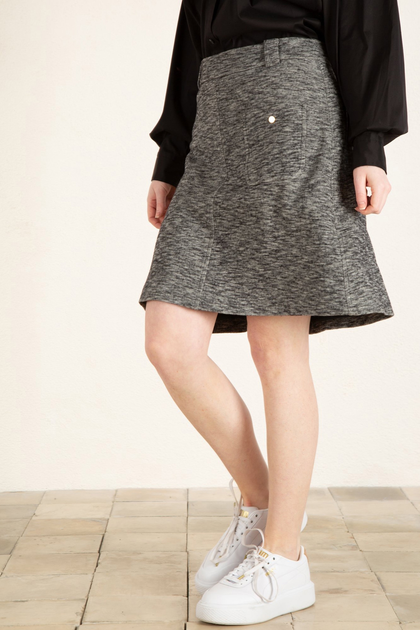 SHAPED SKIRT BLACK MELANGE 2