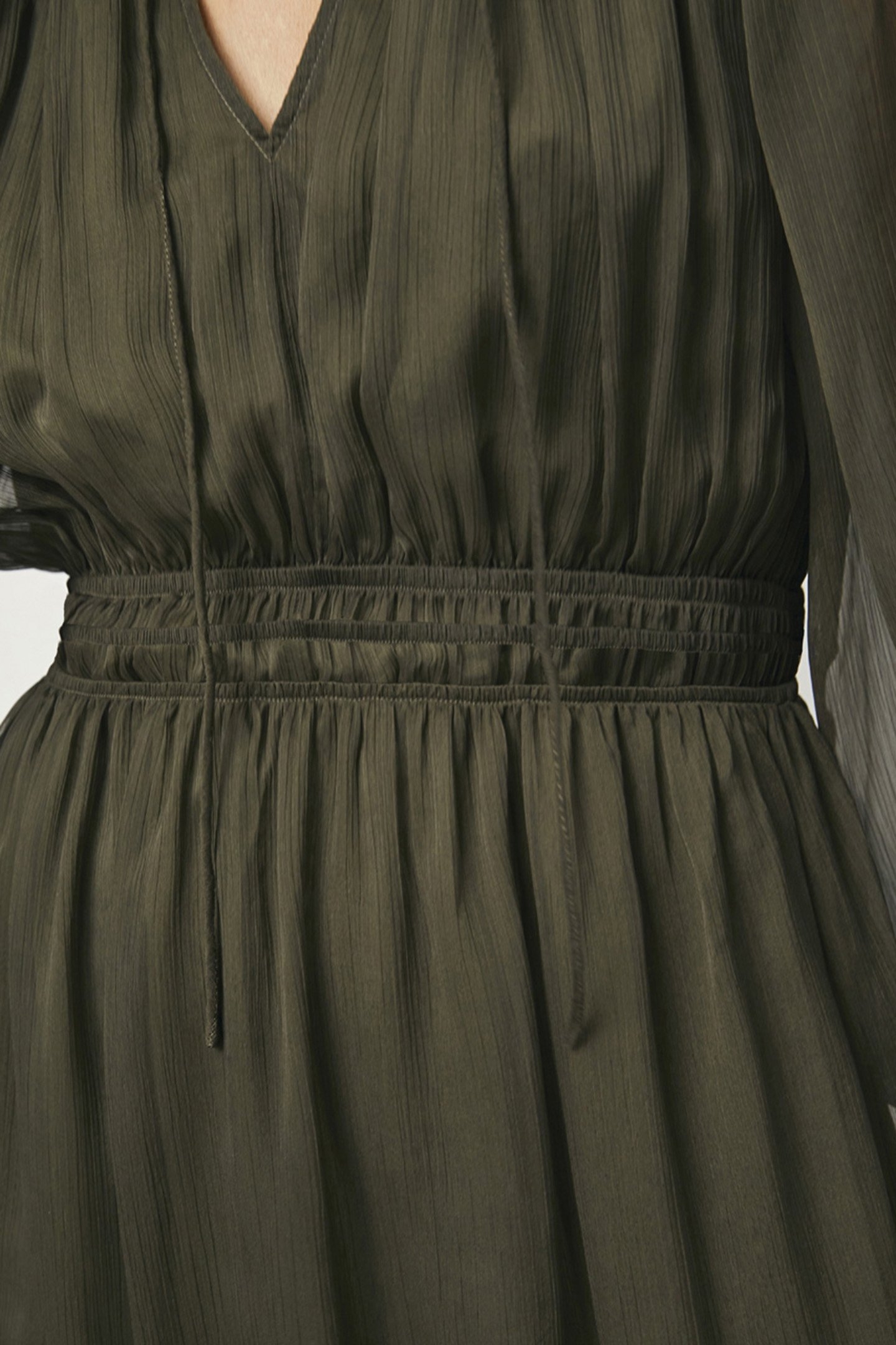 ABSOLUTE PLEATED BOHO DRESS UTILITY GREEN 5