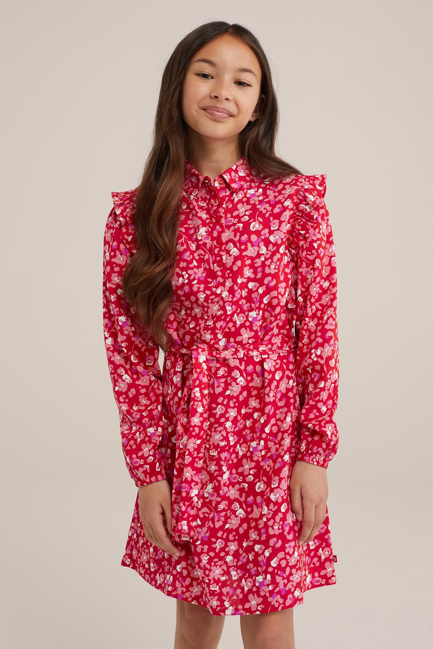 DRESS MID LENGTH BRIGHT RED 1