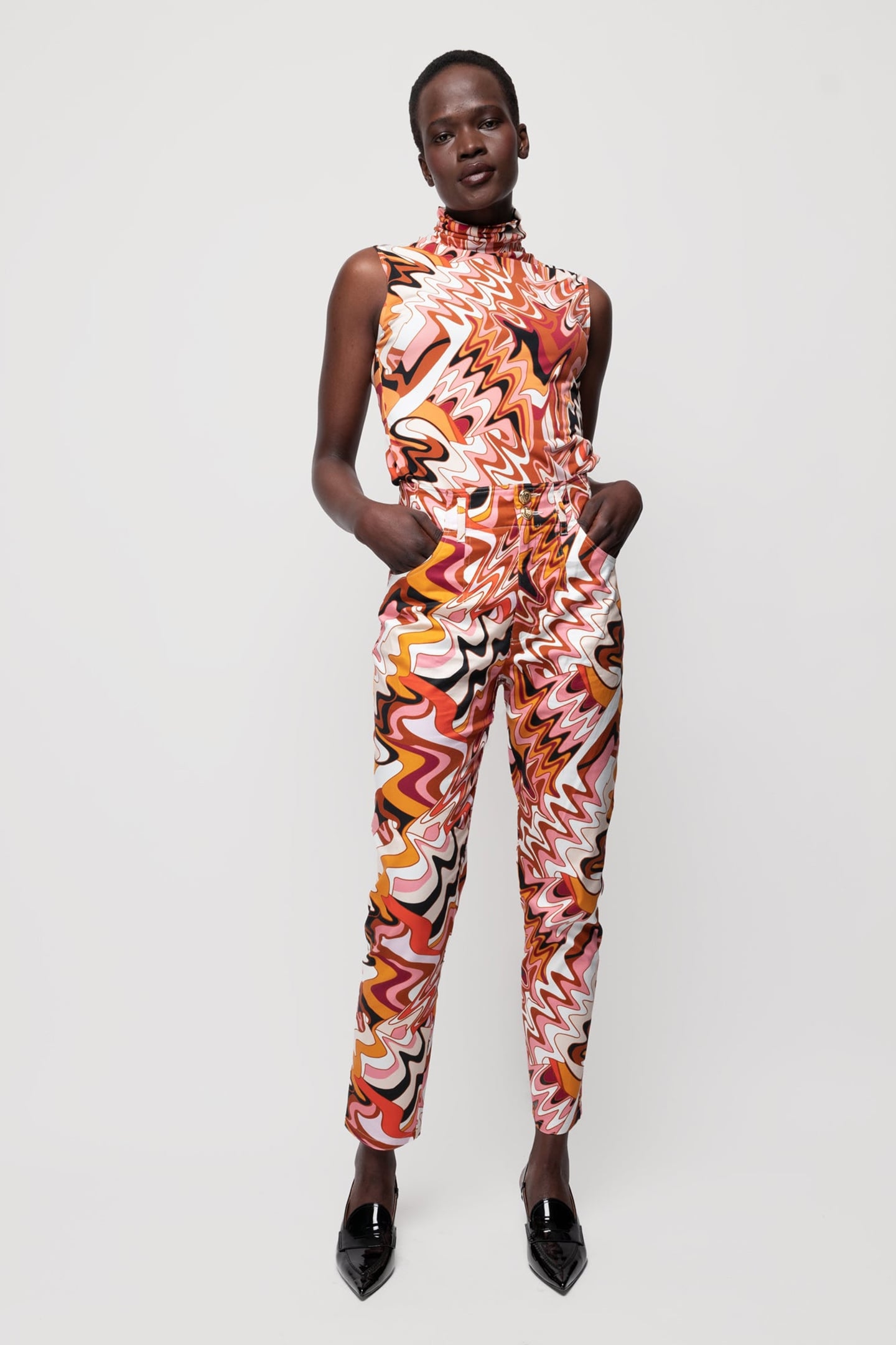 TOP SWIRL SLEEVELESS LEATHER BROWN/LIGHT PINK 1