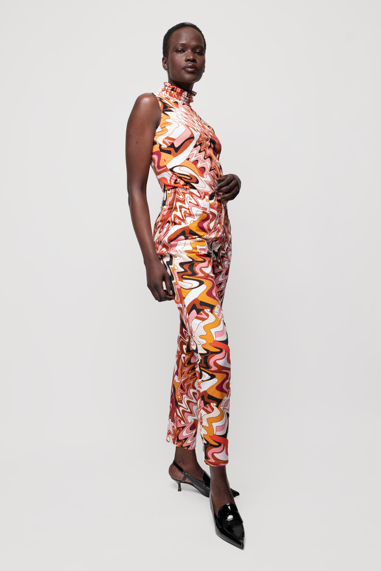 TOP SWIRL SLEEVELESS LEATHER BROWN/LIGHT PINK 4