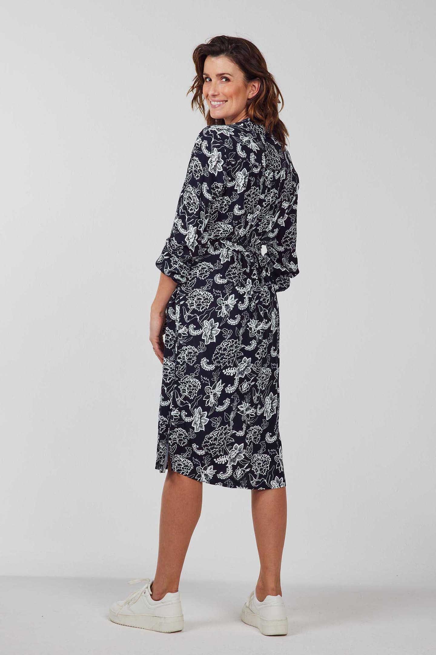 LONGER TUNIC PRECIOUS, 3/4 SLEEVE DARKBLUE WITH WHITE SENNA  2