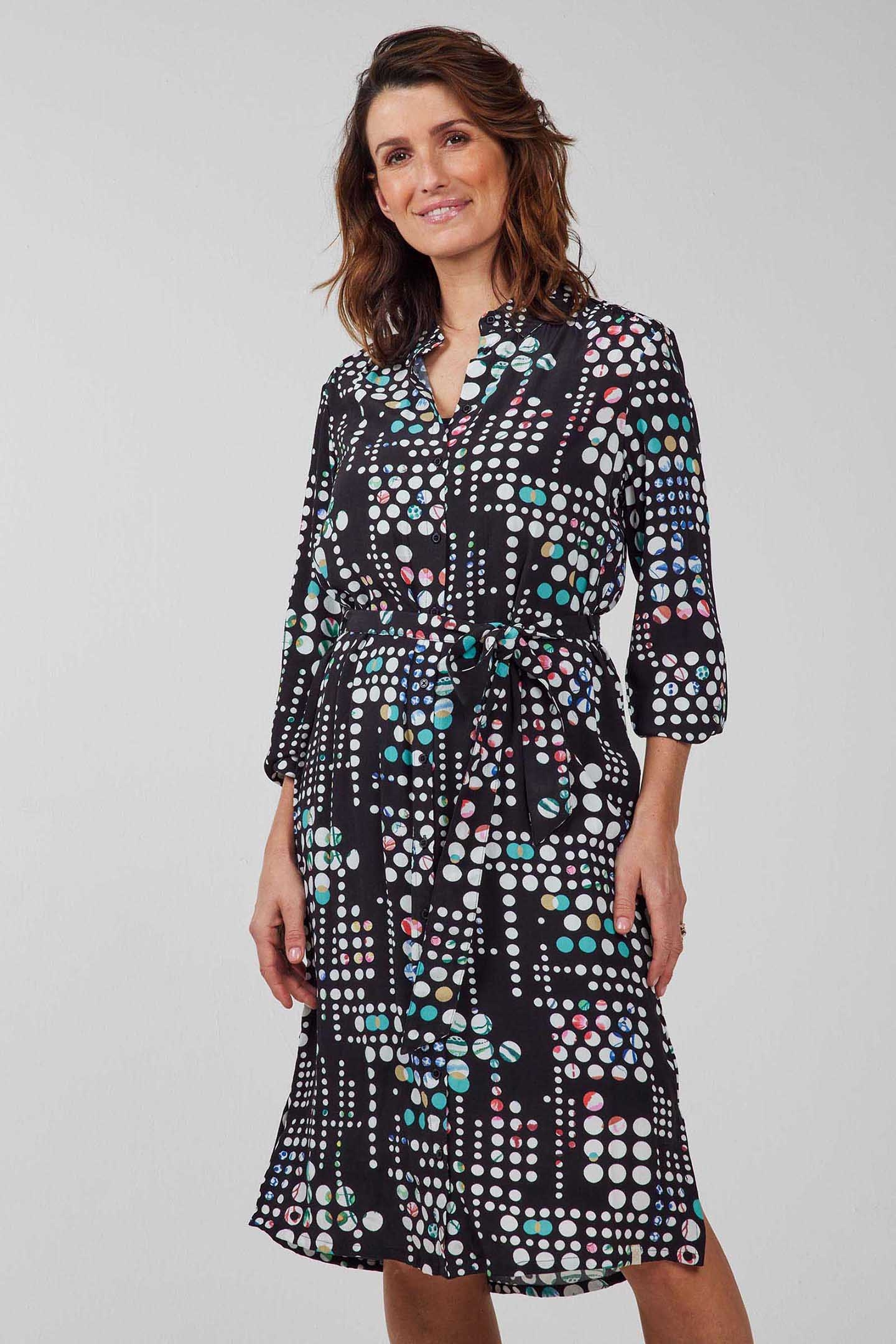 LONGER TUNIC PRECIOUS, 3/4 SLEEVE BLACK WITH SECRET DOT PRIN 1