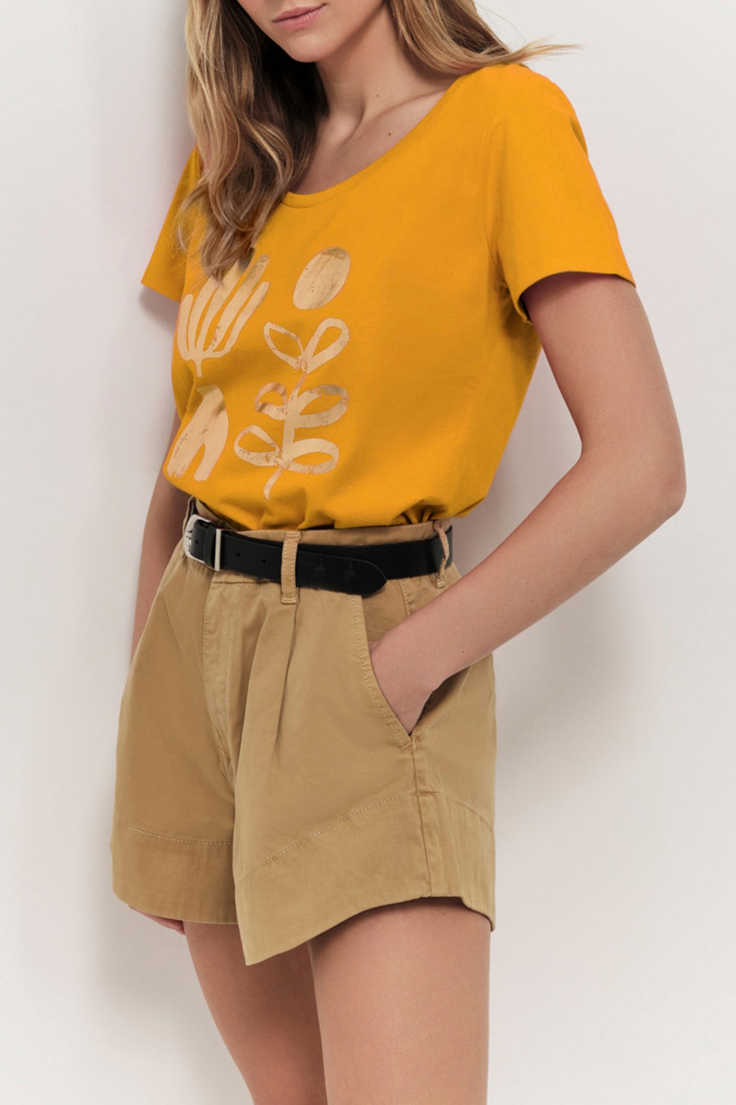 MAREVA - ORGANIC COTTON HONEY T-SHIRT MINIMAL ARTY VISUAL HO 5