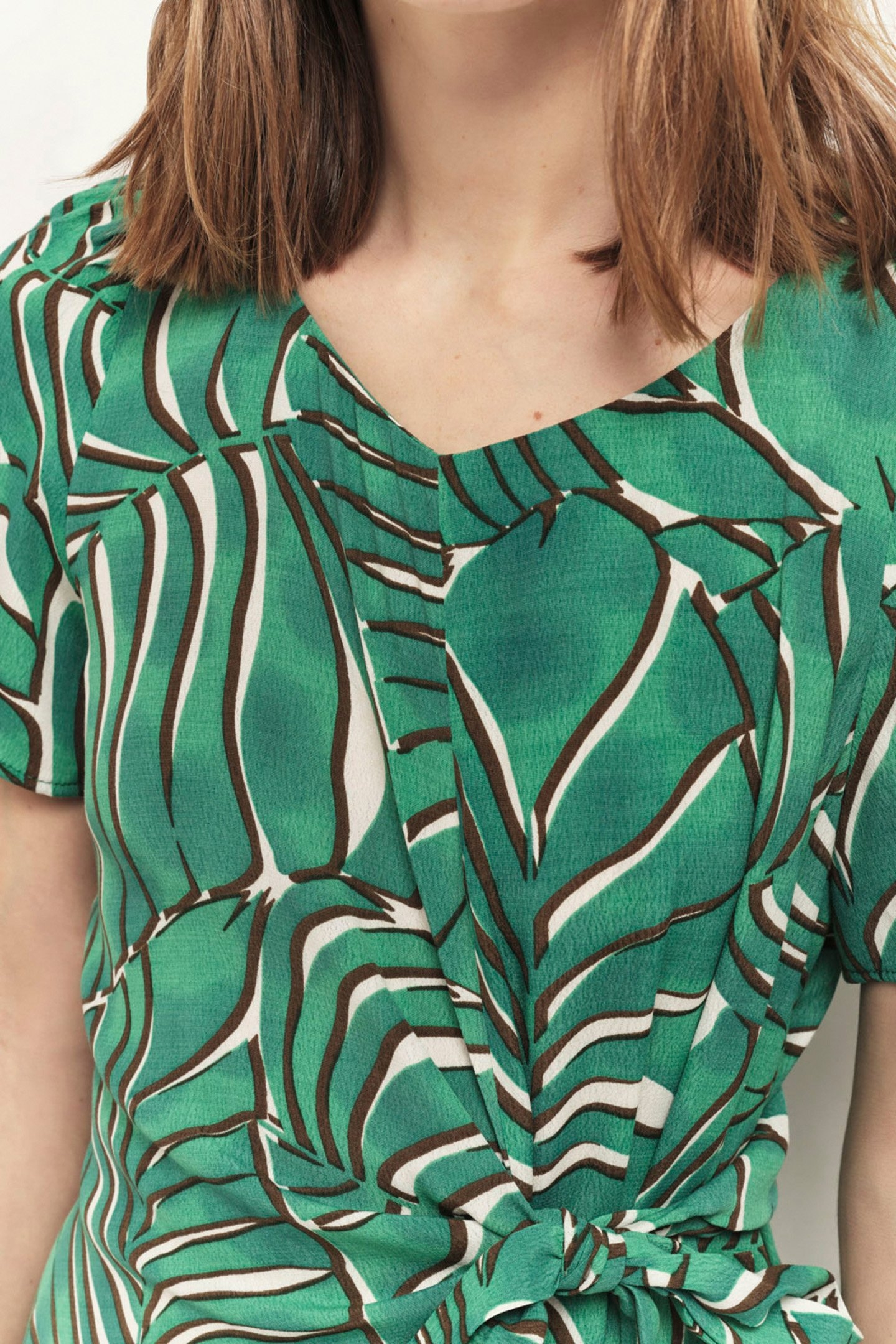 RAMI - GREEN GRASS DRESS WITH ARTY PALM PRINT GREEN 3