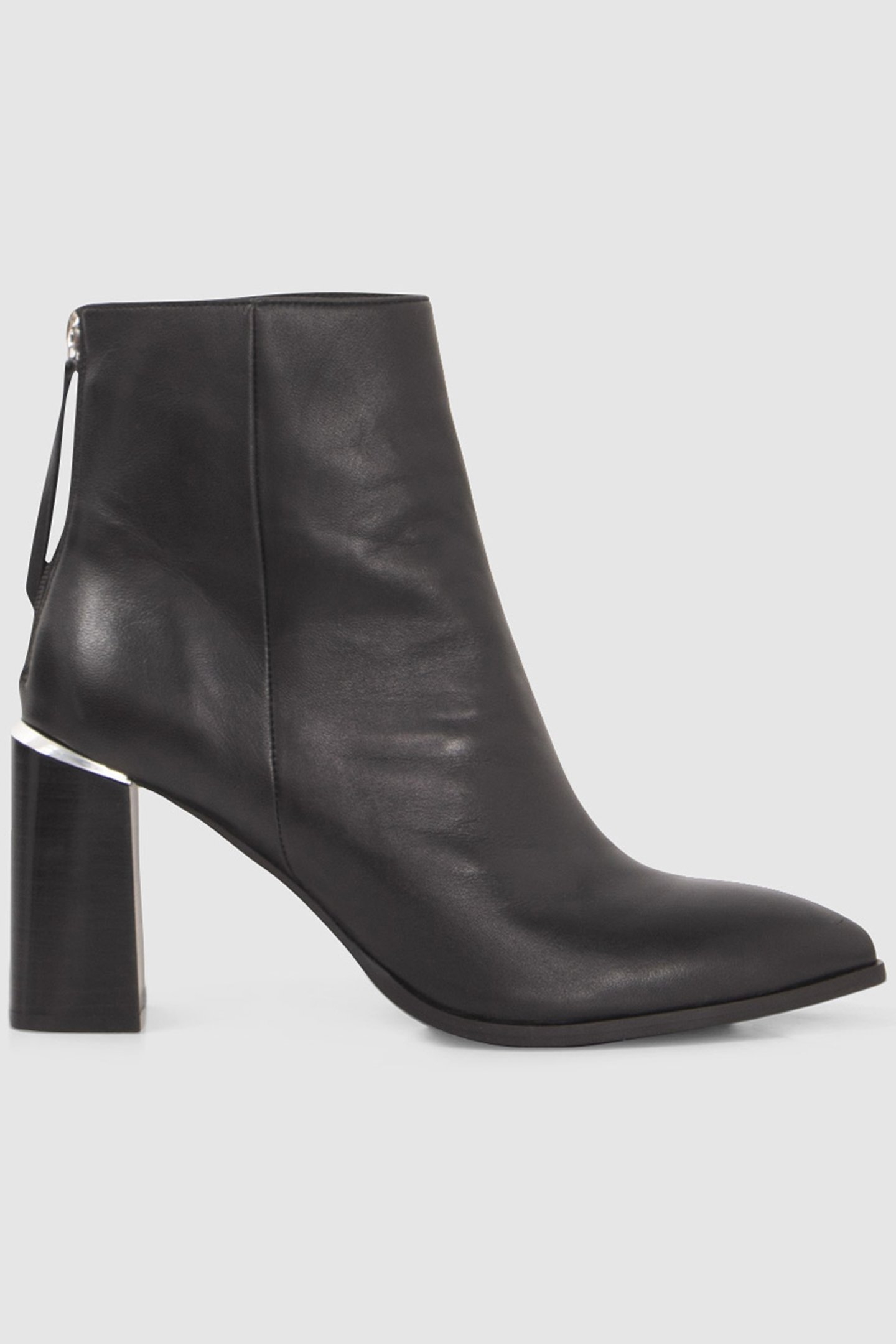BLACK ZIPPED LEATHER BOOTS WITH METAL BAR 1