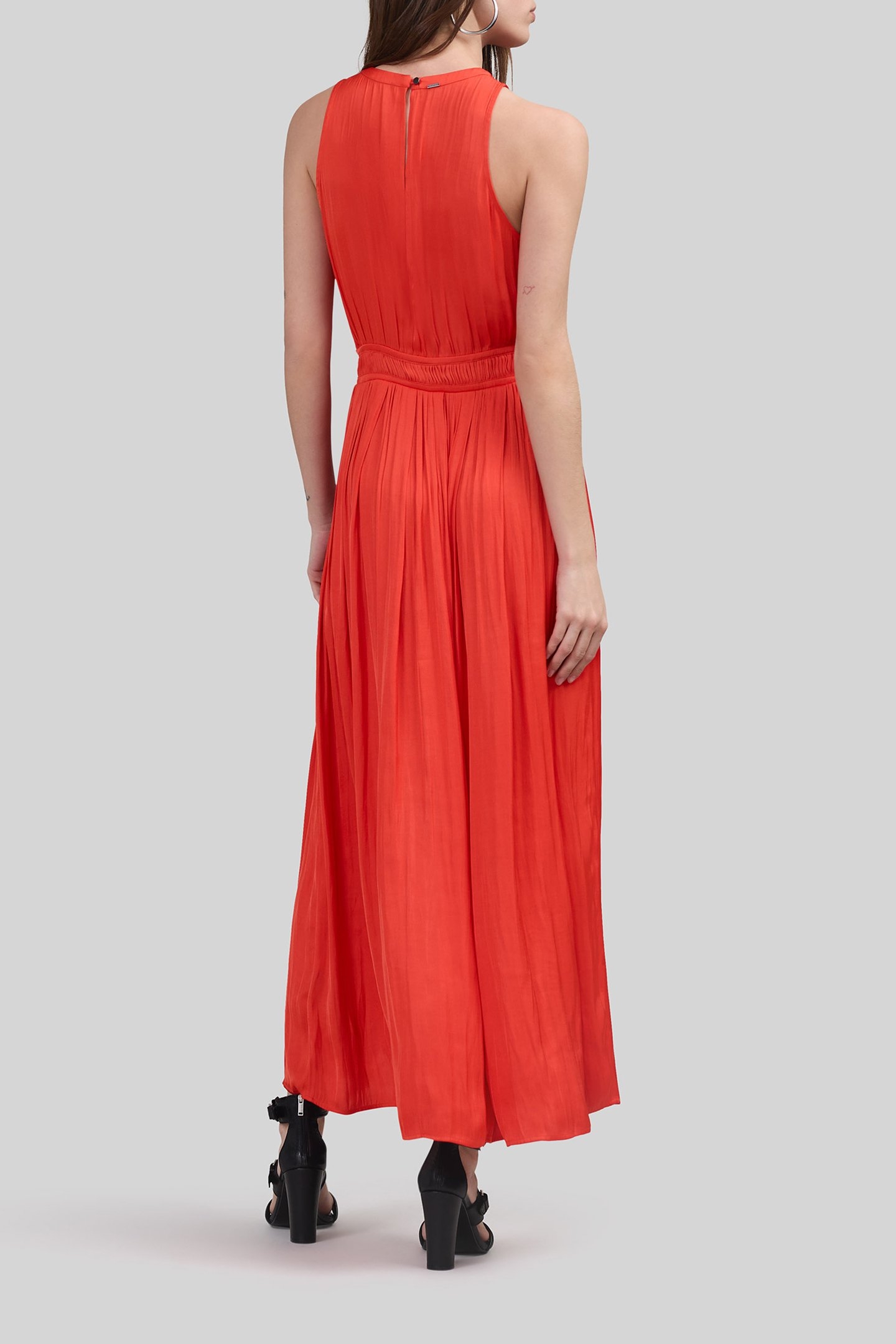 ORANGE RECYCLED LONG DRESS WITH ASYMMETRIC TOP 2
