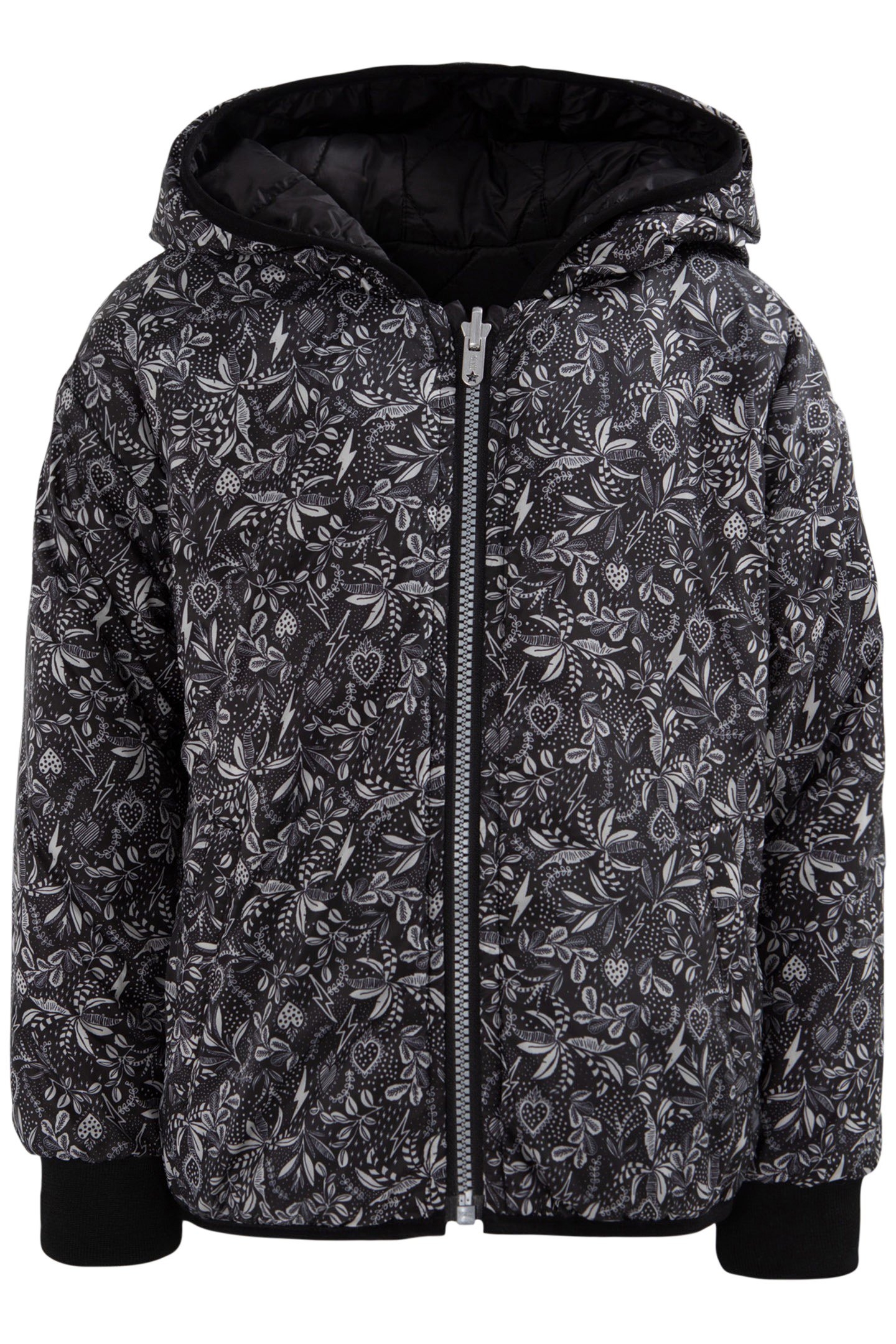 GIRLS’ BLACK ROCK JUNGLE/BLACK REVERSIBLE PADDED JACKET 3
