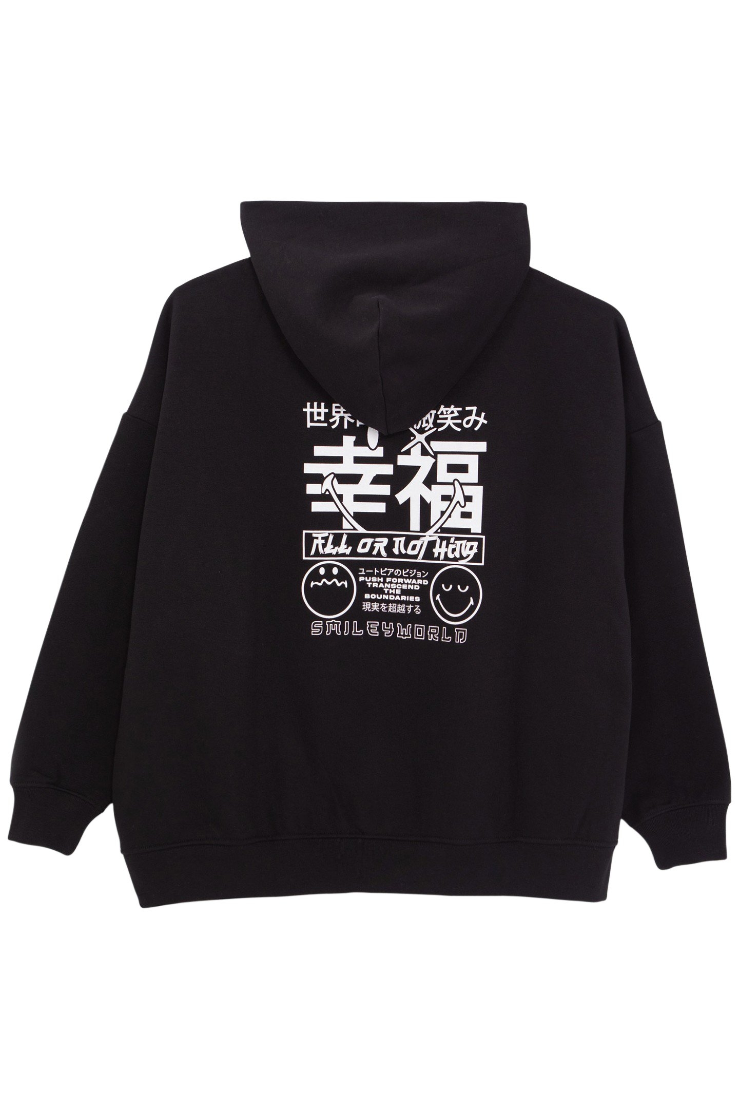 GIRLS’ BLACK HOODIE WITH WHITE EMBROIDERED SMILEYWORLD IMAGE 2