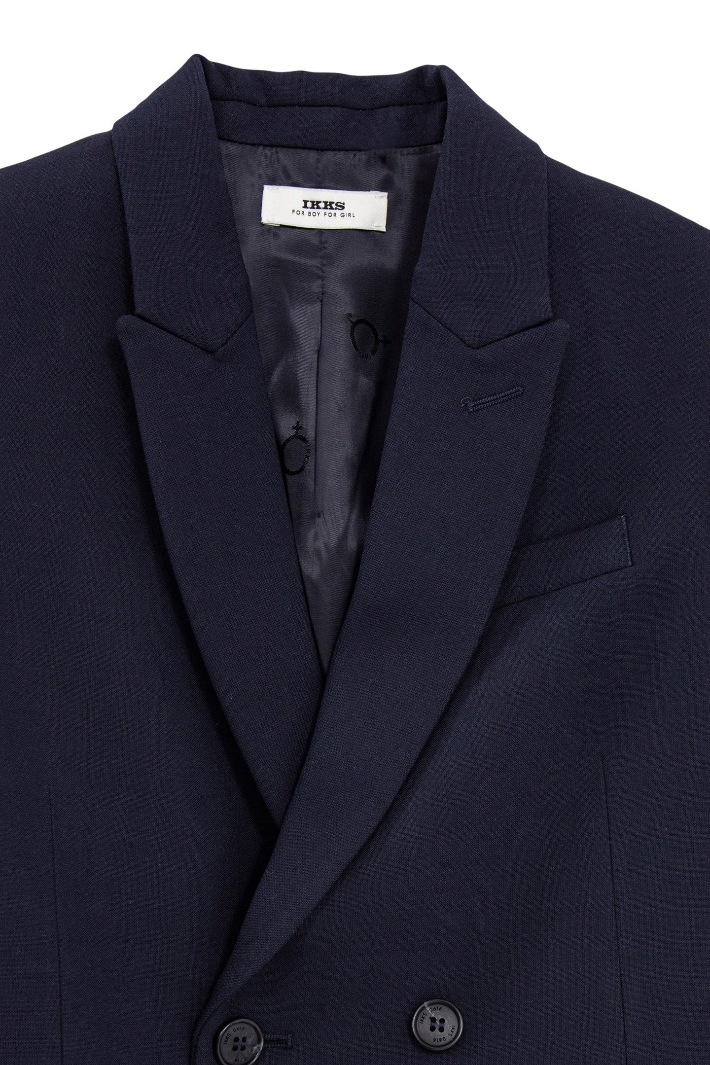 UNISEX NAVY DOUBLE-BREASTED GENDER FREE BLAZER 3