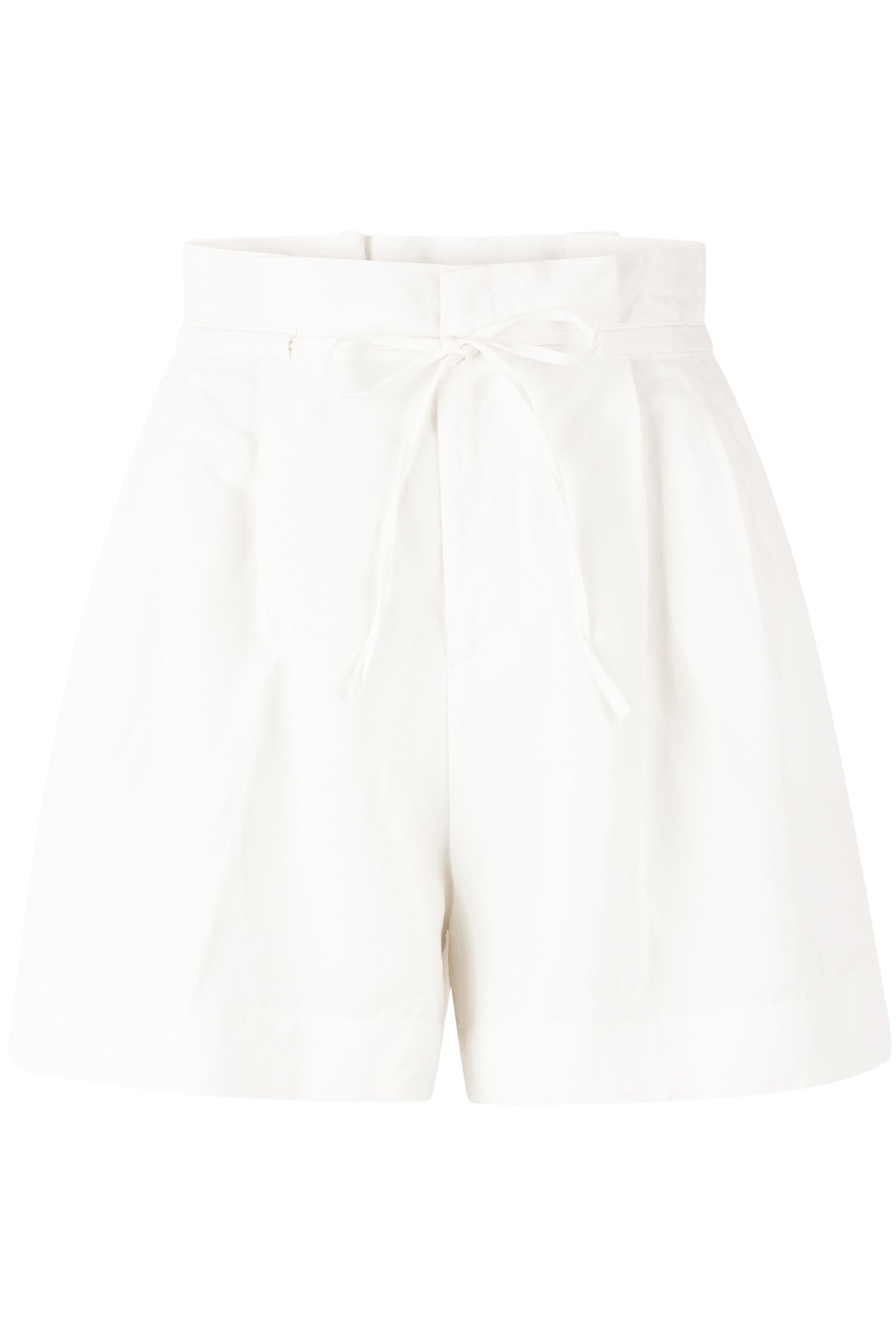 LINEN PLEATED SHORTS WHISPER WHITE 4