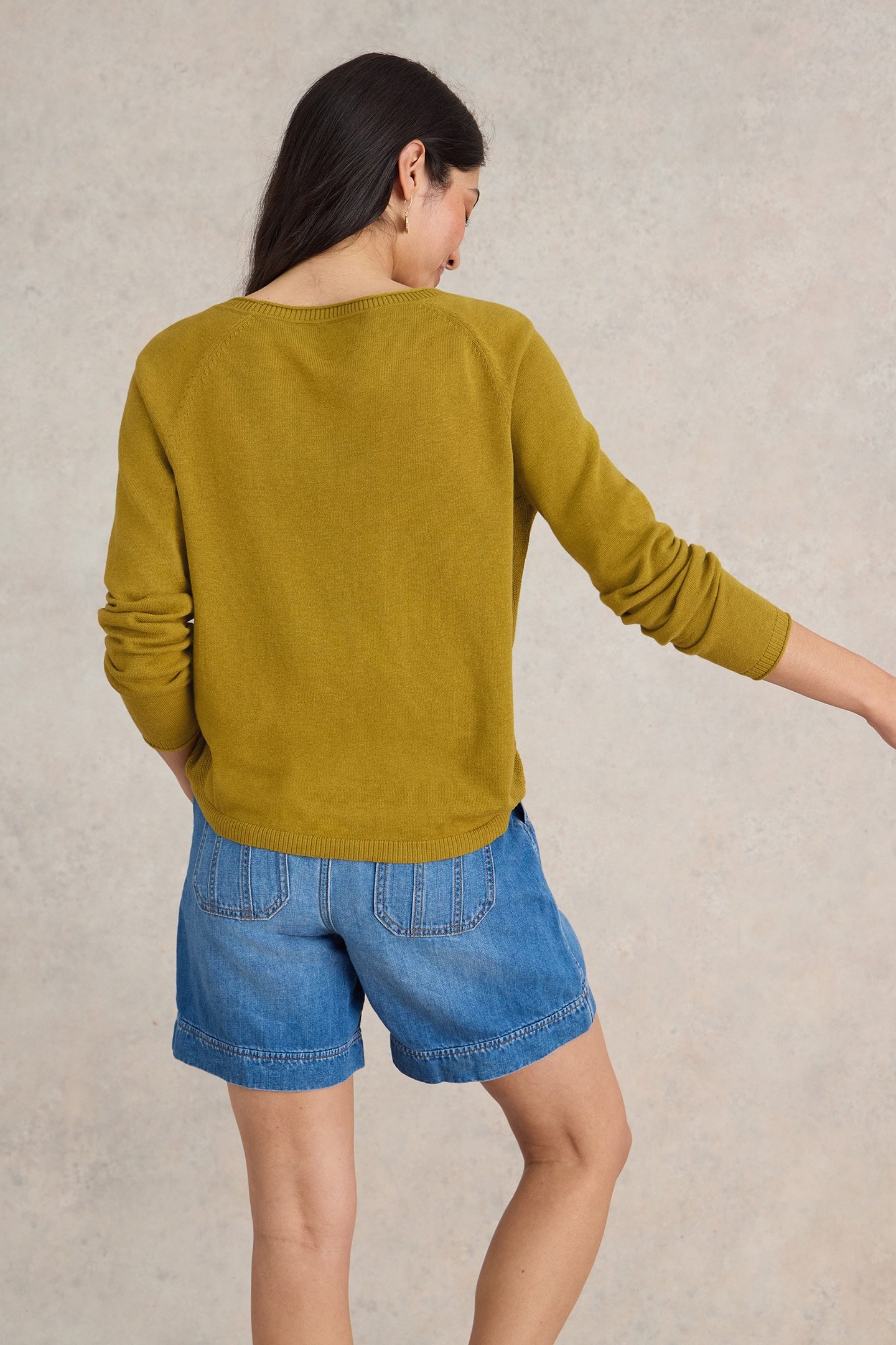 LUNA V NECK CARDI MID CHARTREUSE 2