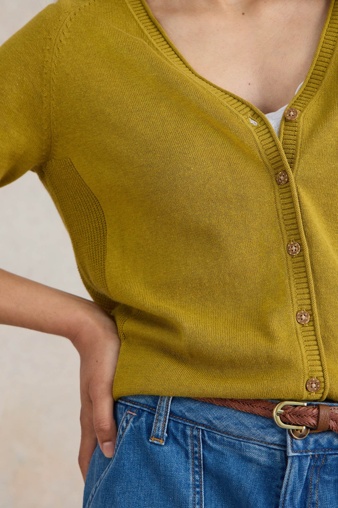 LUNA V NECK CARDI MID CHARTREUSE 6