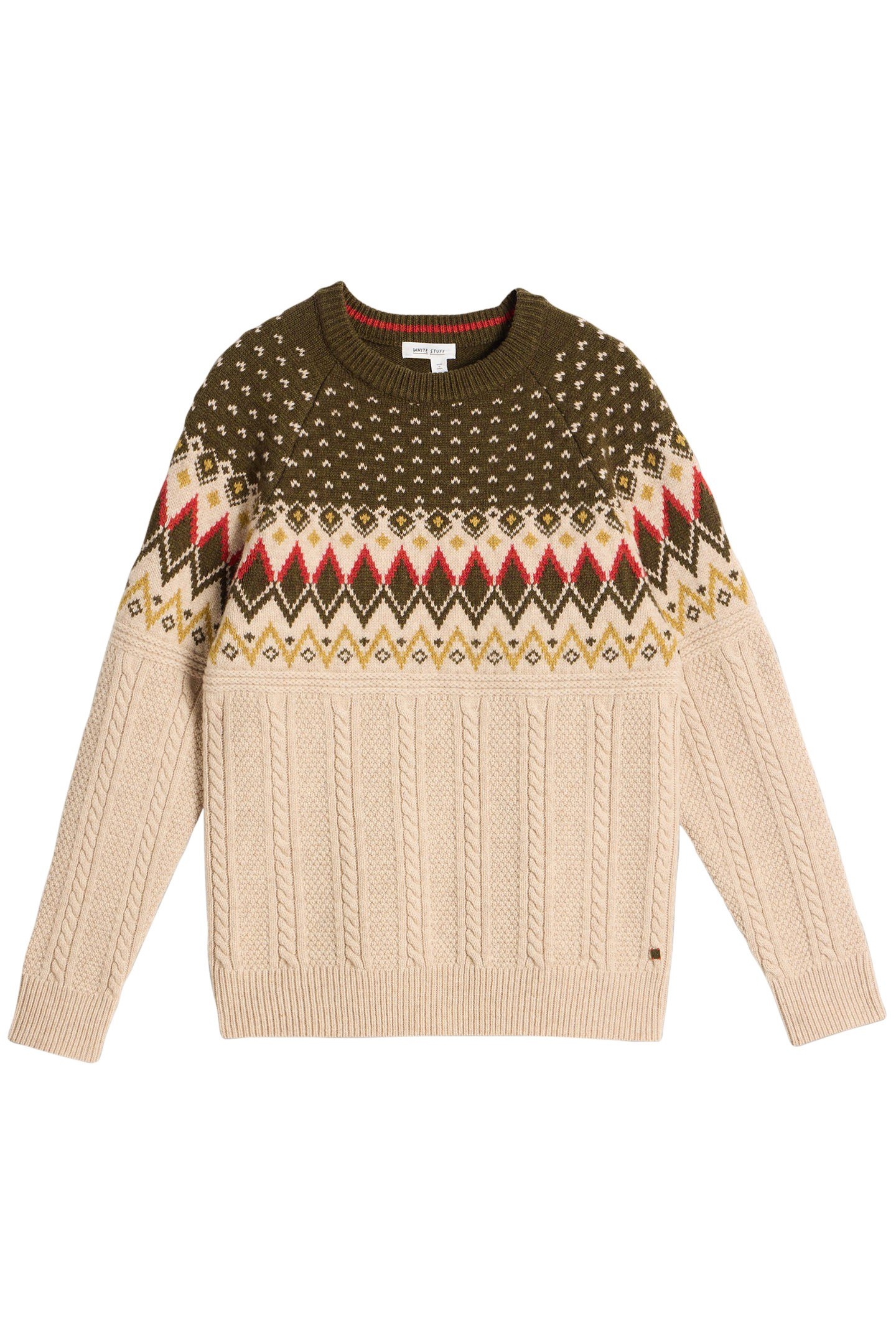 CABLE FAIRISLE CREW NECK NATURAL MULTI 4