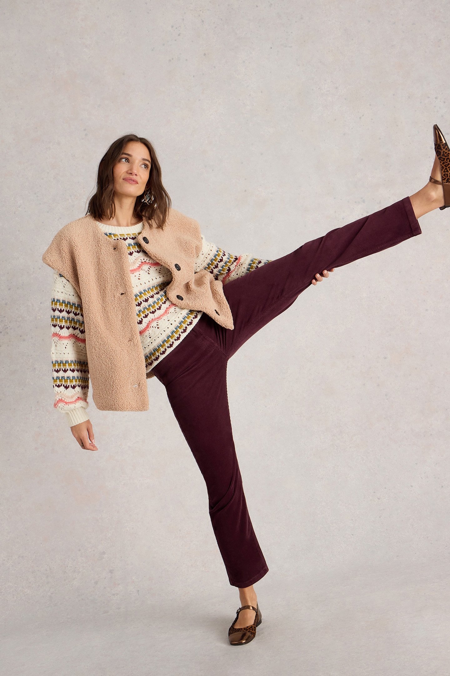 BROOKE STRAIGHT CORD TROUSER MID PLUM 4