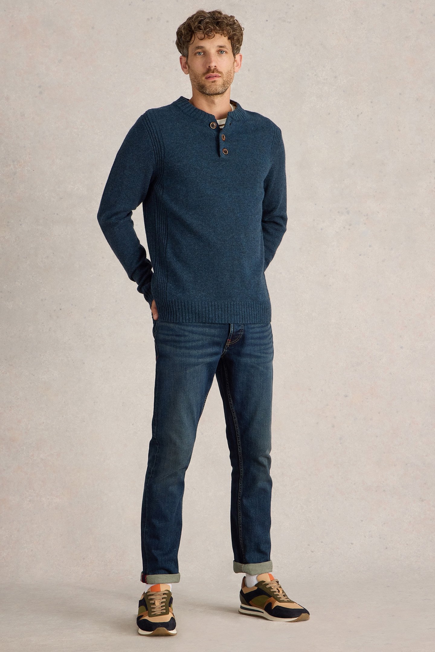 LAMBSWOOL HENLEY DARK NAVY 1