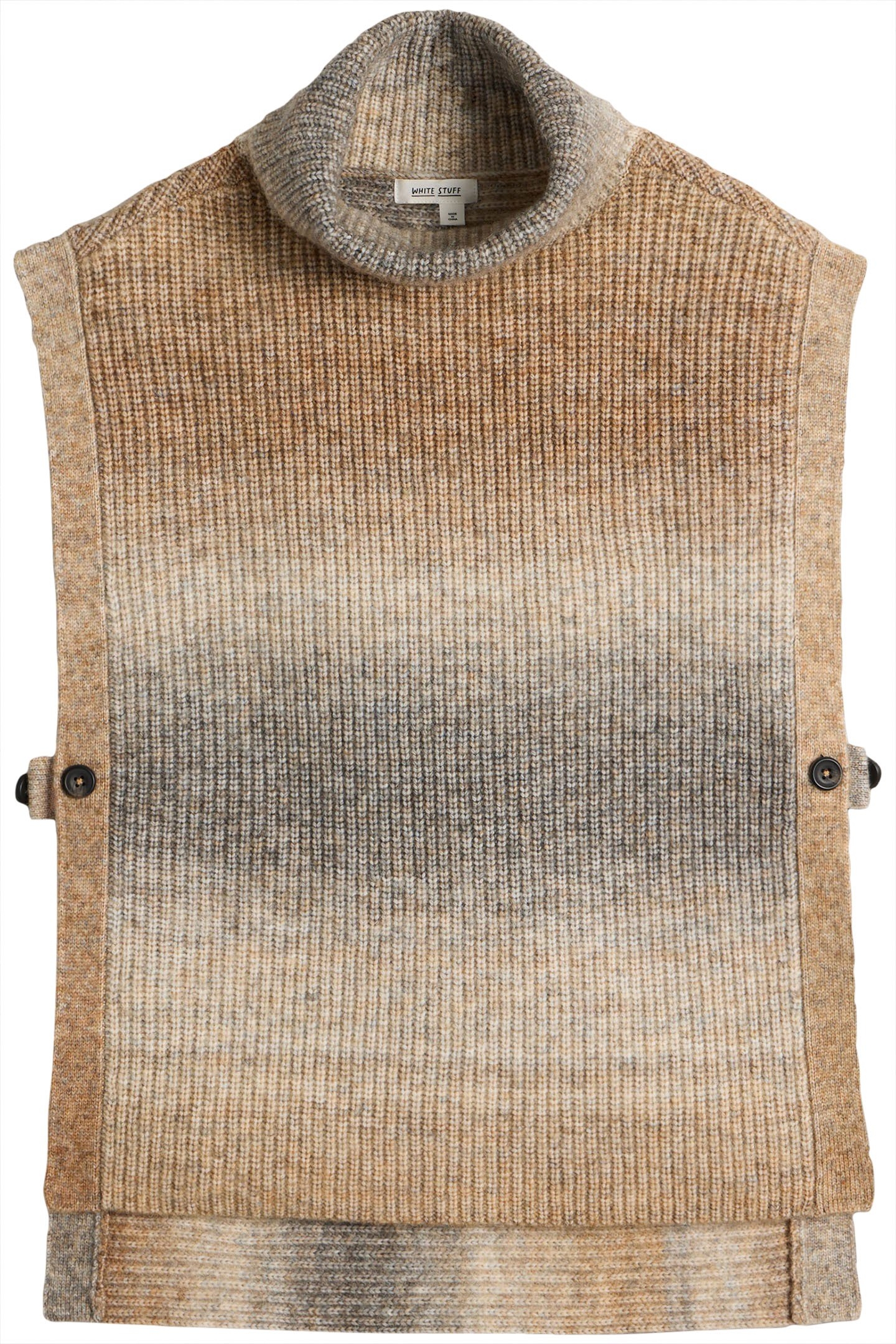 SPACEDYE KNITTED PONCHO NATURAL MULTI 1