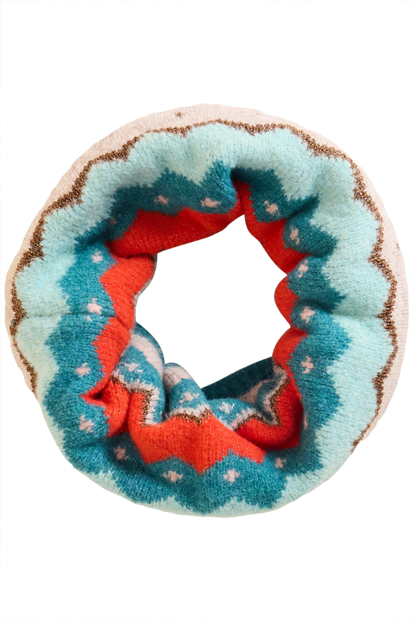 ZIG ZAG FAIRISLE SNOOD TEAL MULTI 1