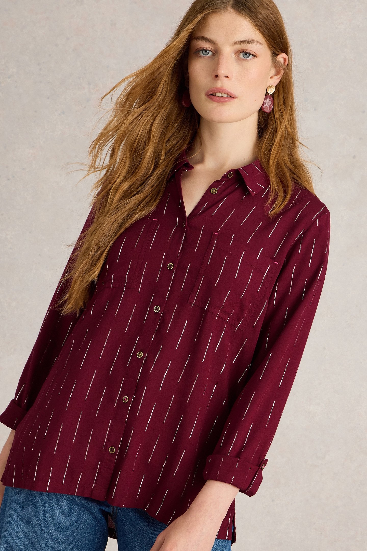 SOPHIE METALLIC SHIRT PLUM MULTI 5