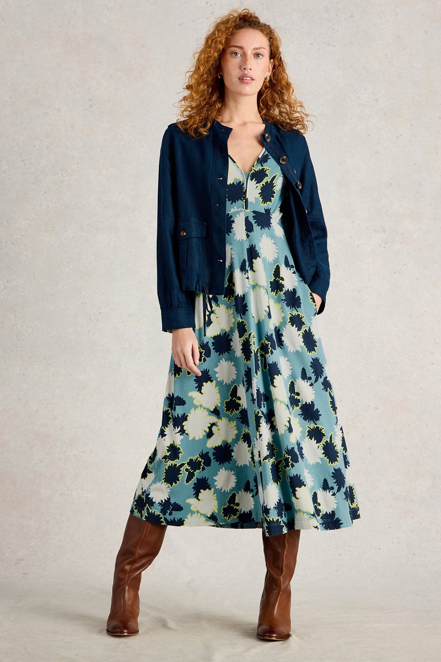 MEGAN JERSEY DRESS BLUE PRINT 4