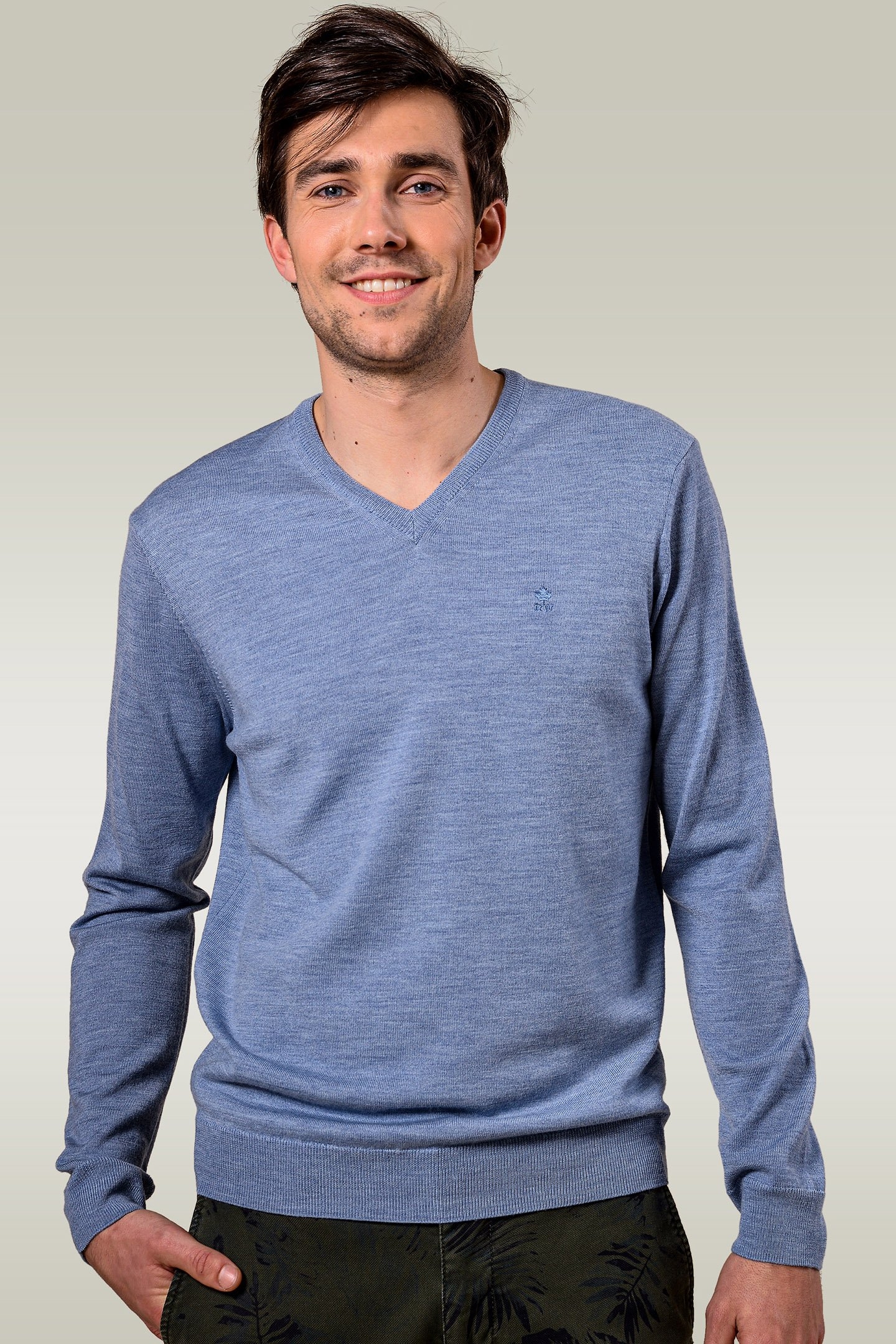 BASIC V-NECK PULLOVER LAGOON MIX 1