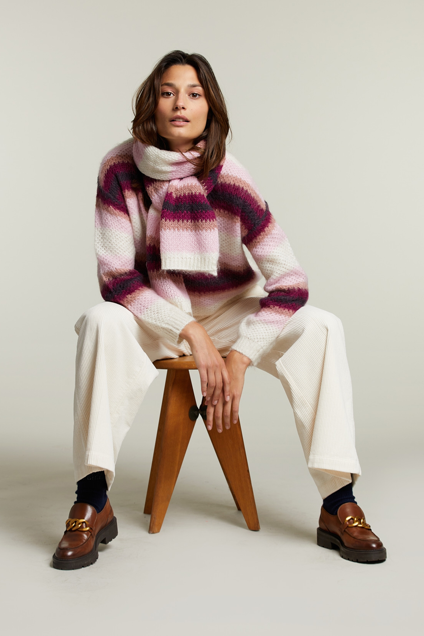 MULTI STRIPED CREW NECK SWEATER 3